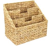 HMF Revistero de jacinto de agua trenzado, 3 compartimentos, 35 x 24 x 32 cm