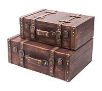 HMF VKO103 Maleta Vintage de Madera | Juego de 2 | Diferentes Tamaños | Clásico