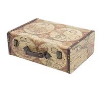 HMF VKO104 Maleta Vintage de Madera | 38 x 26 x 13 cm | Grande | Mapa Mundial Colores