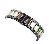 HMFANG 18 20 22mm Banda de cerámica universal lujo 22 mm negro con damas oro rosa señoras relojes reloj relojería la correa banda relojera nunca se desvanece(Black rose,20mm)