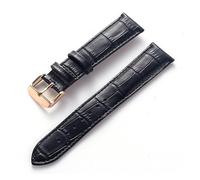 HMFANG Correa de cuero for hombre y mujer compatible con Cartier Tank London Solo Key Cierre plegable 17,18,20,22MM Accesorios for correa de reloj de cuero(Black Rose Buckle,18)