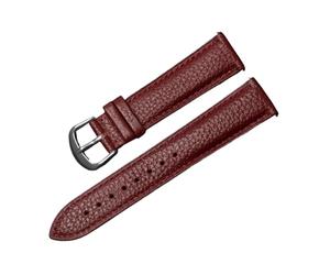 HMFANG Correa De Reloj Con Estampado De Lichi, Correa De Piel De Vacuno De Primera Capa Suave De Doble Cara, Orejas De Cambio Sin Rematar Transpirables For Hombres Y Mujeres(Dark Red-A,19mm)