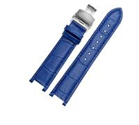 HMFANG Correa De Reloj De Cuero Genuino Compatible Con MK Michael Kors Mike Coles Mk2277 2425 Correa De Reloj Con Muesca Impermeable A Prueba De Sudor Correa De Muñeca De 20 Mm(Royal Blue-Steel-B1)