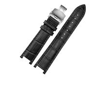 HMFANG Correa De Reloj De Cuero Genuino Compatible Con MK Michael Kors Mike Coles Mk2277 2425 Correa De Reloj Con Muesca Impermeable A Prueba De Sudor Correa De Muñeca De 20 Mm(Black-Steel-B1)