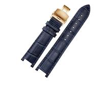 HMFANG Correa De Reloj De Cuero Genuino Compatible Con MK Michael Kors Mike Coles Mk2277 2425 Correa De Reloj Con Muesca Impermeable A Prueba De Sudor Correa De Muñeca De 20 Mm(Dark Blue-Golden-B1)