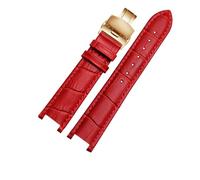 HMFANG Correa De Reloj De Cuero Genuino Compatible Con MK Michael Kors Mike Coles Mk2277 2425 Correa De Reloj Con Muesca Impermeable A Prueba De Sudor Correa De Muñeca De 20 Mm(Red-Golden-B1)
