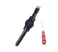 HMFANG Correa De Reloj De Cuero Genuino Hecha A Mano, 18mm, 19mm, 20mm, 21mm, 22mm, Pulsera Con Alfombrilla, Accesorios De Reloj De Cuero Con Cera De Aceite(Black,21mm)