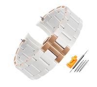 HMFang Correa de Reloj de Goma de Acero Inoxidable en Gel de sílice Blanco Compatible con Pulsera de Correa de Reloj AR5859 AR5867(White Rosegold,23mm)