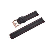 HMFang Correa De Reloj De Piel De Becerro De 20 Mm Y 22 Mm con Cierre Rápido, Estilo Retro, Color Negro, Marrón Y Café, For Hombre Y Mujer.(Black Red-Rose Gold,20mm)