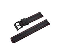 HMFang Correa De Reloj De Piel De Becerro De 20 Mm Y 22 Mm con Cierre Rápido, Estilo Retro, Color Negro, Marrón Y Café, For Hombre Y Mujer.(Black Red-Black,22mm)