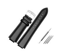 HMFang Correa De Reloj Pulsera con Interfaz Convexa 23 X 14 Mm, Cuero Genuino, Compatible Citizen AU1065/1068/1060/1069, Casual Negra For Hombre(Black Silver Buckle)