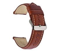 HMFANG Cuero bronceado de aceite de cuero 22 mm 20 mm 18 mm de reloj rápido Correa de banda marrón compatible con hombres mujeres compatibles con fósiles(Light brown-S,20mm)