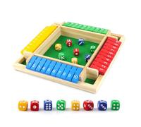 Hmfmdy Juego de Dados de Shut The Box, Juego de Mesa de Madera para 2-4 Personas, Juegos de Mesa Clásicos para la Familia, el Popular Juego de Dados, Juegos de Matemáticas para Niños y Adultos - A
