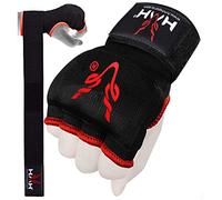 HMH Sports Guantes de boxeo interiores avanzados, guantes de gel para deportes de combate, artes marciales mixtas y artes marciales (negro/rojo, S/M)