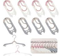 HMIEPRS 10 Perchas Plegables de Viaje, Perchas de Ropa Portátiles de Plástico, Accesorios de Viajes Antideslizantes Multifunción para Casa Hotel Vacaciones Camping (Rosa/Gris)
