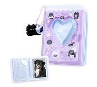 HMIEPRS 3 Pulgadas Mini Álbum de Fotos, 40 Bolsillos Pequeño Bolso de Tarjeta, Cubierta en Forma de Corazon, Kpop Album Libros Fotos, Organizador De Imágenes para Fotos (Violeta, 6x9cm)