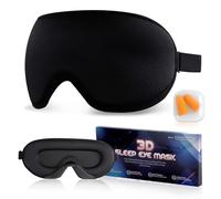 HMIEPRS Antifaz para Dormir, 3D Antifaz para Dormir con Tapón para Los Oídos, Máscara de Sueño Diseño Ergonomico con Correa Ajustable, Antifazs Negro de Viaje para Ayudar a Dormir a Mujeres y Hombres