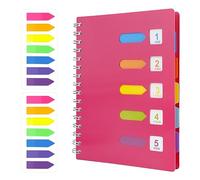 HMIEPRS Cuaderno Espiral A5 con 2 Pestañas de Índice, Bloc de Notas con Alambre y 5 Separadores de Colores, para Proyectos, Estudiantes, Escuela, Oficina, Estudio (Rosa)