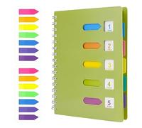 HMIEPRS Cuaderno Espiral A5 con 2 Pestañas de Índice, Cuaderno Bloc de Notas Espiral con Alambre y 5 Separadores de Colores, Cuaderno de Proyectos para Estudiantes, Escuela, Oficina, Estudio (Verde)
