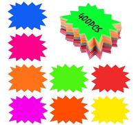 HMIEPRS Etiquetas de Precio Fluorescentes Signos, 8 Colores Precio al por Menor Etiquetas, Starburst Etiqueta de Venta Signos, Papel Descuento Venta Etiqueta para Tienda Supermercado (400)