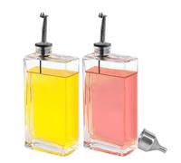 HMJIA Aceitera y Vinagrera con Pitorro de Acero Inoxidable 304 y Cristal Utensilio de Cocina Cooking Oil Dispensador Aceite de Oliva Recipiente Aceite 500ML 2 Piezas con Embudo (500ml - Negro)
