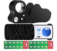 HMKIS Lupa de joyería de 2 tipos de aumento de 30 x 60 x 90 x + 20 baterías de respaldo, luces UV y LED para gemas, joyas, monedas, sellos y más