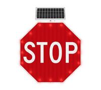 HMLSYZX Señal de Stop Led Solar, Marco de Aluminio Resistente al Agua, Señal de Advertencia de tráfico Octogonal para Caminos Sin Suministro Eléctrico y Parkings Exteriores