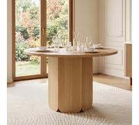 Hmluxury Mesa de comedor redonda de 120 cm de diámetro, madera maciza de roble, para 4-6 personas, minimalista escandinavo, resistente a los arañazos y duradera