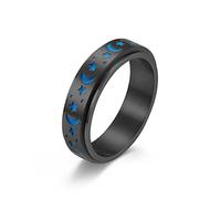 Hmooy Anillos Spinner Acero Inoxidable para Mujer Hombre, Anillo Luminoso Giratorio Luna Estrella Anillos Fidget para Ansiedad Aliviar Estrés Anillos Promesa Compromiso Tamaño 7-11 (Negro, 8)