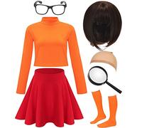 HMPRT Velma Dinkley Scooby Doo - Disfraz sexy de Halloween para adultos, disfraz de cosplay para mujer, talla XL