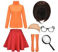 HMPRT Velma Dinkley Scooby Doo - Disfraz sexy de Halloween para adultos, disfraz de Daphne y Shaggy para mujer, XL