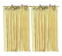 HMQIANG 2 paneles de cortina de fondo de lentejuelas doradas claras de 4 x 8 pies, cortinas de secuencia con purpurina para decoración de fondo de boda, fiesta, fotografía