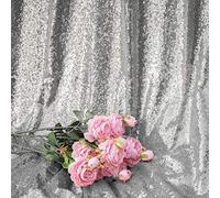 HMQIANG Cortina de fondo de lentejuelas plateadas de 5 x 6 pies, cortinas de secuencia con purpurina para decoración de bodas, baby shower, escenarios