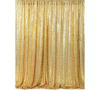HMQIANG Cortinas de Fondo de fotografía con Lentejuelas Doradas de 8 x 8 pies, 1 Panel de Cortinas de Fondo Brillante para decoración de Fiestas, cumpleaños, Bodas