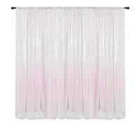HMQIANG Cortinas de fondo de lentejuelas blancas iridiscentes de 8 x 8 pies, 1 panel de cortinas de fondo brillantes para fiesta de cumpleaños