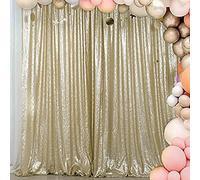 HMQIANG Cortinas de Fondo de Lentejuelas Doradas champán, Cortinas de Lentejuelas champán, 1 Panel de Cortinas de Fondo Brillante para Fiestas
