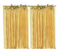 HMQIANG Cortinas de Fondo de Lentejuelas Doradas de 1,2 x 2,4 m, 2 Paneles de Lentejuelas Brillantes para Fiestas