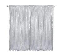 HMQIANG Cortinas de Fondo de Lentejuelas Plateadas de 8 x 8 pies, 1 Panel de Cortinas de Fondo Brillante, Fondo de Fotos con Purpurina para decoración de Bodas, Baby Shower