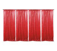 HMQIANG Cortinas de Fondo de Lentejuelas Rojas, 4 Paneles de 2 x 8 pies, telón de Fondo para Fotos de Boda, Cortinas de Fondo Brillante, Cortinas de decoración de Fiestas