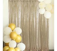 HMQIANG Cortinas de lentejuelas de color champán de 1,8 m x 2,2 m, 1 panel con purpurina para fotografía de fondo, para fiestas, cumpleaños, bodas, decoración