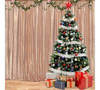 HMQIANG Cortinas de lentejuelas de oro rosa, 1 panel de fondo brillante para fiestas, baby showers, cumpleaños