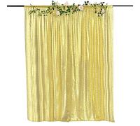 HMQIANG Cortinas de lentejuelas doradas claras, 1 panel de lentejuelas brillantes para fiestas, baby shower, cumpleaños