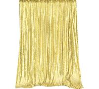 HMQIANG Cortinas de lentejuelas doradas claras, 1 panel de lentejuelas con purpurina, para decoración de fiestas, cumpleaños, bodas