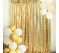 HMQIANG Cortinas de lentejuelas doradas de 1,8 m x 2,2 m, 1 panel con lentejuelas brillantes para fotografía de fondo, para fiestas, cumpleaños, bodas, decoración