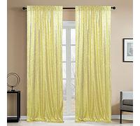 HMQIANG Cortinas de lentejuelas doradas para fotografía, 2 paneles de 2 paneles para fiestas, bodas, telón de fondo