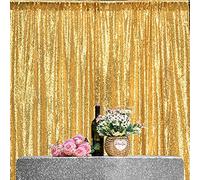 HMQIANG Cortinas de lentejuelas doradas para fotografía de 1,5 m x 1,8 m, 1 panel para fiestas, bodas, telón de fondo de tela brillante