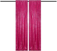HMQIANG Cortinas de Lentejuelas Fucsia de 2 x 8 pies, 2 Paneles