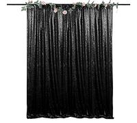 HMQIANG Cortinas de lentejuelas negras de 1,8 m x 2,2 m, 1 panel con lentejuelas brillantes para fotografía de fondo para fiestas, cumpleaños, decoración de bodas