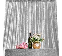 HMQIANG Cortinas de lentejuelas plateadas de 1,8 m x 2,2 m, 1 panel de lentejuelas con purpurina para fotografía de fondo, para fiestas, cumpleaños, bodas, decoración