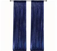 HMQIANG Cortinas Tipo telón de Fondo de Lentejuelas Azul Marino de 2 x 8 pies, 2 Paneles para Fiestas, Bodas, Cortinas de telón de Fondo de Tela Brillante
